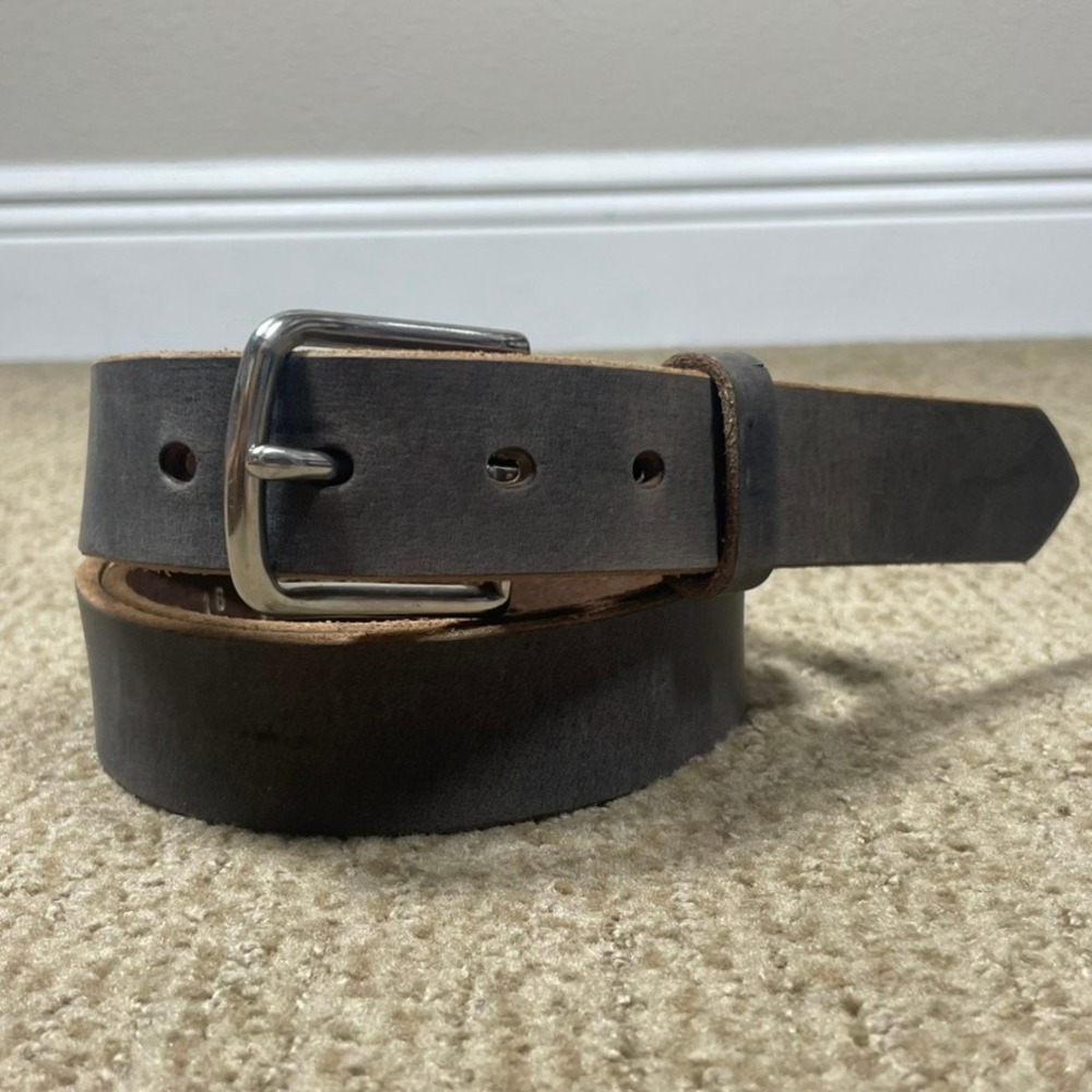 Bullhide Belts Leather Belt Mens 44 Gray Distressed USA Made Rugged Workwear